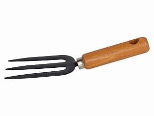 Blumengabel Schwarz mit Holzgriff