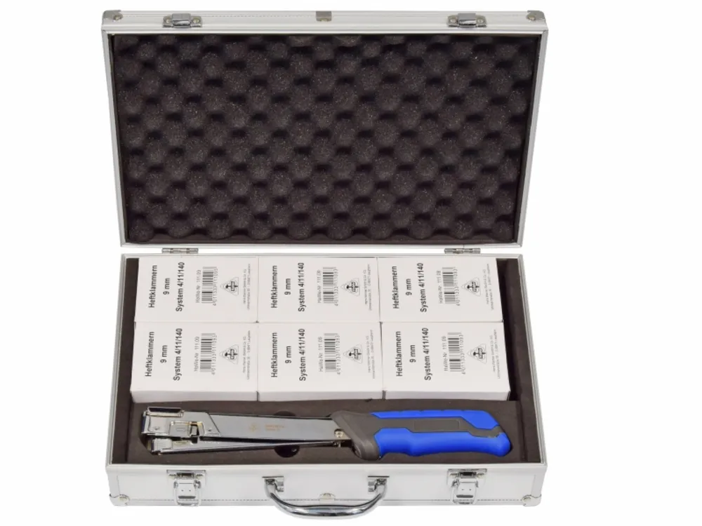 HAMMER-TACKER-SET I. ALUMINIUM KOFFER