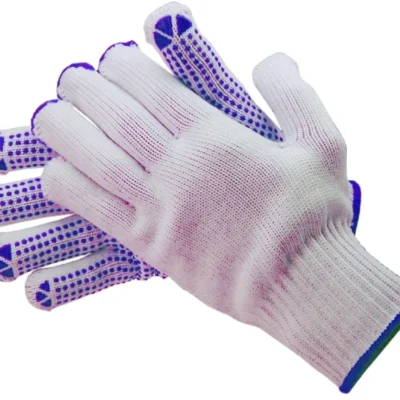 HANDSCHUHE BAUMWOLLE BLAUE NOPPEN GR. 10