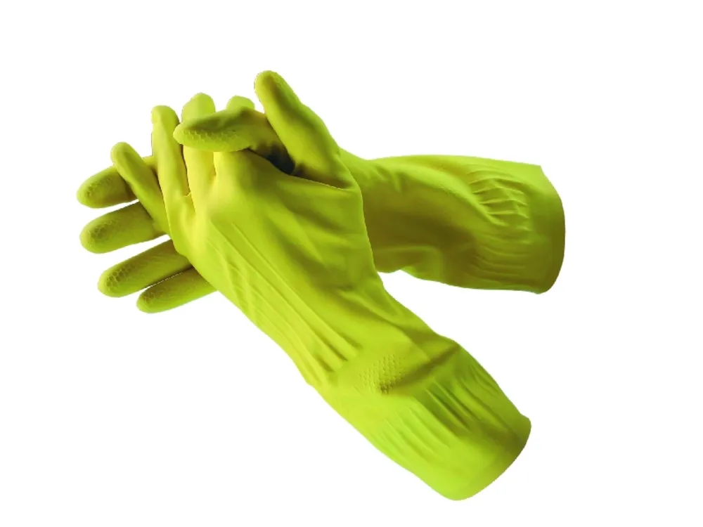 HANDSCHUHE LATEX VELOURISIERT GELB GR.7/S